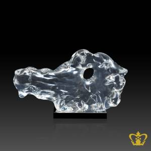 HHC-RESIN-ICE-ROCK-WITH-HOLE-SLEEPING-13-5IN-W-BLACK-BASE