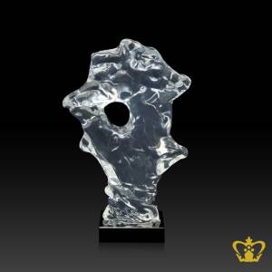 HHC-RESIN-ICE-ROCK-WITH-HOLE-STANDING-14-5IN-W-BLACK-BASE