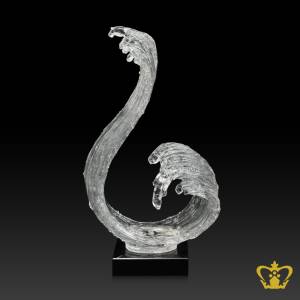 HHC-RESIN-ICE-WAVE-15-5IN-CLEAR-W-BLACK-MARBLE-BASE