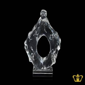 Resin-flame-trophy-with-clear-base-customized-text-logo-engraving