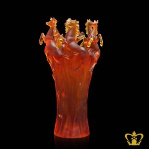 SSV-HORSE-VASE-40CM-AMBER