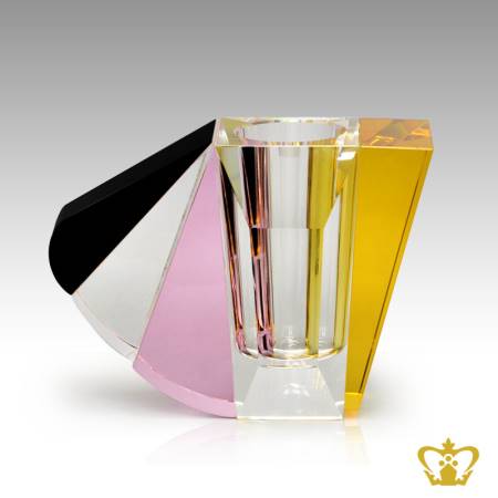 PXC-FLOWER-VASE16X22CM-BLACK-CLEAR-AMBER