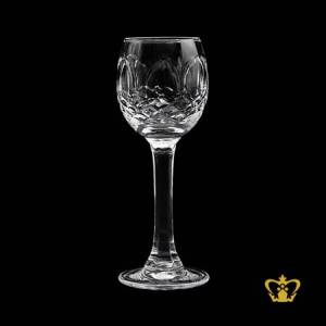 Crystal-sherry-glass-with-long-stem-and-handcrafted-diamond-mehrab-cuts-on-the-goblet