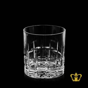 Classic-whiskey-glass-features-a-square-handcrafted-impressive-design-around-body-and-bottom-of-crystal-tumbler