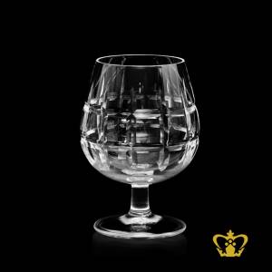 Classic-short-stemmed-brandy-snifter-with-square-cut-pattern