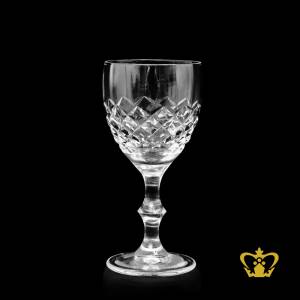 Crystal-sherry-glass-vintage-style-decorated-with-diamond-cuts-elegant-unique-shaped-stem
