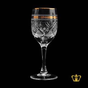 Charming-crystal-sherry-glass-with-classic-golden-rim-hand-carved-intense-exquisite-pattern-2-oz