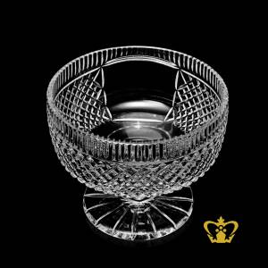 Elegant-footed-round-decorated-crystal-bowl-enhanced-with-handcrafted-patterns