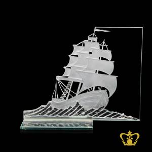 Personalized-crystal-plaque-of-sailing-ship-with-clear-crystal-base-customized-logo-text-engrave