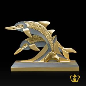 Personalized-crystal-cutout-dolphin-golden-color-with-base