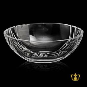 Sophisticated-round-crystal-bowl-with-magnificent-striking-handcrafted-intense-leaf-pattern-carved-