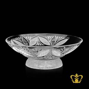 Classy-vivid-crystal-decorative-handcrafted-intense-leaf-pattern-frost-footed-centerplate