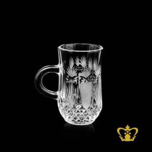 Handcrafted-crystal-tea-coffee-cup-embellished-with-elegant-intense-deep-leafs-and-diamond-cuts-pattern