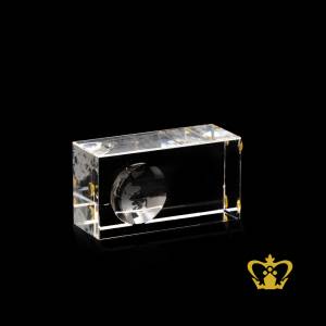 Cuboid-crystal-stylish-handcrafted-trophy-with-globe-carved-on-slop-top