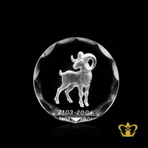 Handcrafted-crystal-round-paper-weight-customized-text-logo