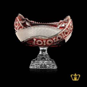 Elegant-Versatile-Footed-Sophisticated-Crystal-Bowl-Adorned-With-Traditional-Handcrafted-Diamond-Intense-Pattern