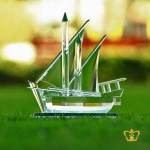 Dhow-Replica-Crystal-Traditional-Corporate-UAE-National-Day-Gift-Tourist-Souvenir-8-Inch-Customized-Logo-Text-