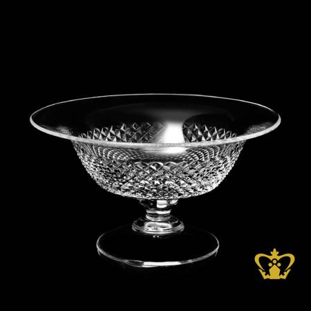 Footed-elegant-modish-crystal-round-bowl-embellished-with-marvelously-handcrafted-diamond-cuts