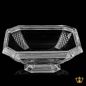 Classy-lovely-square-footed-crystal-bowl-ornamented-with-modish-handcrafted-diamond-cuts-