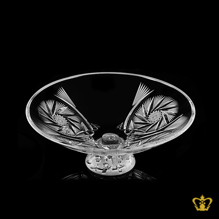 Floral-footed-graceful-round-crystal-bowl-ornamented-with-handcrafted-dazzling-twirling-star-pattern