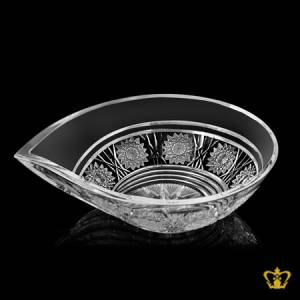 Tear-drop-shape-crystal-bowl-with-handcrafted-pattern-twirling-star-elegantly-carved-bottom-enhances-the-charm-