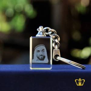 UAE-National-day-gift-2D-laser-engraved-image-crystal-key-chain-of-H-H-Sheikh-Zayed-bin-Sultan-Al-Nahyan-customized-logo-text-
