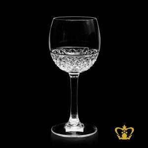 Modish-crystal-wine-glass-with-diamond-cut-pattern-hand-carved