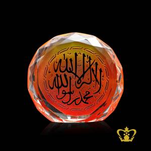 Amber-Color-La-Ilaha-Illa-Allah-Muhammed-Rasul-Allah-Arabic-word-calligraphy-engraved-Islamic-occasions-Crystal-Round-Paper-Weight-Customized-ramadan-eid-Gift-religious-souvenir