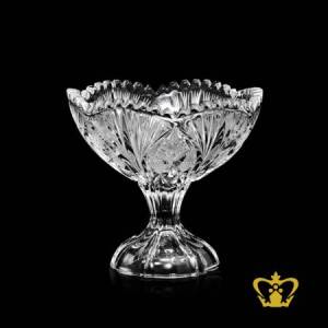 Little-crystal-stem-bowl-scalloped-edge-handcrafted-with-alluring-design