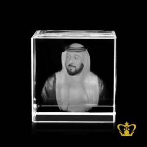 UAE-National-day-gift-corporate-souvenir-His-Highness-Sheikh-Khalifa-bin-Zayed-Al-Nahyan-3D-Laser-engraved-crystal-cube