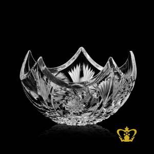 Splendid-crown-edge-crystal-bowl-adorned-with-gorgeous-elegant-handcrafted-intense-leaf-and-twirling-star-cuts-
