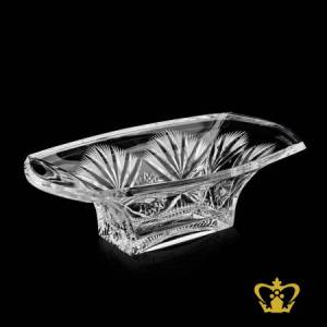Fancy-square-crystal-bowl-handcrafted-with-frosted-leaf-pattern