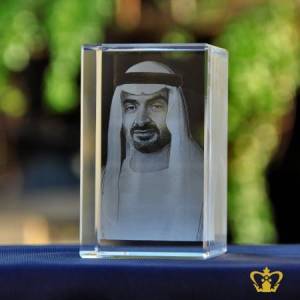 Sheikh-Mohammed-bin-Zayed-Al-Nahyan-3D-laser-engraved-crystal-rectangular-cube