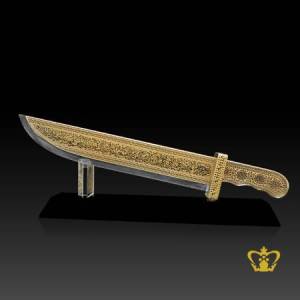 Crystal-Dagger-Replica-With-Black-Base-Golden-Arabic-Word-Surah-Fatihah-Calligraphy-Engraved-Islamic-Souvenir-Religious-Occasions-Ramadan-Eid-Gifts