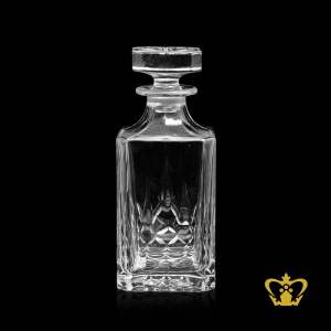 Vintage-motif-crystal-whiskey-decanter-square-handcrafted-with-Intense-pattern-diamond-cuts