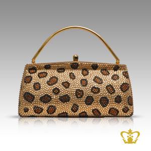 Ladies-purse-animal-print-inlaid-with-brown-and-black-crystal-stone-gorgeous-gift-for-her