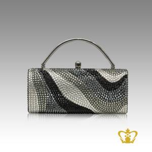 Ladies-purse-wave-shaded-embellish-with-white-black-and-gray-crystal-diamond-gorgeous-gift-for-her