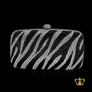 Ladies-purse-zebra-print-inlaid-with-black-and-clear-crystal-stone-gorgeous-gift-for-her