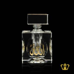 Perfume-Bottle-Crystal-Islamic-Occasions-Gift-Engraved-With-Arabic-Word-Calligraphy-In-Golden-Color-Bismillah-Allah-Muhammed-Rasul-Allah-And-The-Holy-Kaaba-Ramadan-Eid-Religious-Souvenir