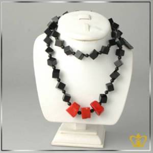 Designer-necklace-adorned-with-black-and-red-cubes-trendy-gift-for-her