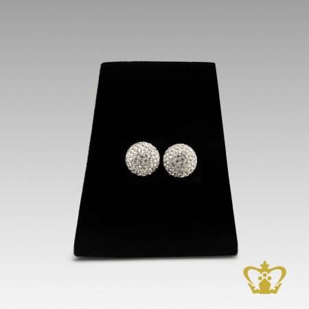 Gleaming-modish-silver-earring-inlaid-with-gray-crystal-diamond-elegant-gift-for-her