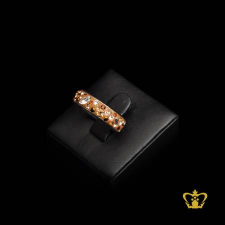 Sparkling-shiny-brown-silver-ring-embellish-with-multicolor-crystal-diamond