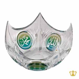 Crystal-Rose-Bowl-Crown-Edged-Hand-Crafted-With-Deep-Leaf-Cuts-Arabic-Word-Calligraphy-Engraved-Allah-Muhammed-The-Holy-Kaaba-In-Assorted-Colors-Islamic-Occasions-Gift-Eid-Ramadan-Souvenir