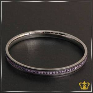 Silver-bangle-inlaid-with-violet-crystal-diamond