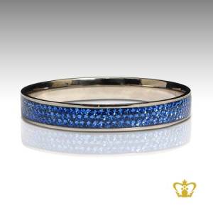 Silver-bangle-inlaid-with-blue-crystal-diamond