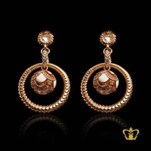 Golden-color-sphere-earring-embellished-with-sparkling-crystal-diamond-exquisite-jewelry-gift-for-her