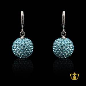 Sparkly-dangling-round-earring-inlaid-with-blue-crystal-diamond-elegant-gift-for-her