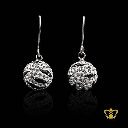 Lovely-round-silver-earring-inlaid-with-white-and-black-crystal-diamond-elegant-gift-for-her
