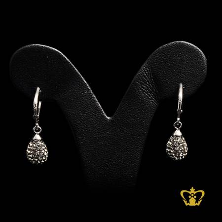 Shiny-sparkling-drop-earring-inlaid-with-gray-crystal-diamond-elegant-gift-for-her