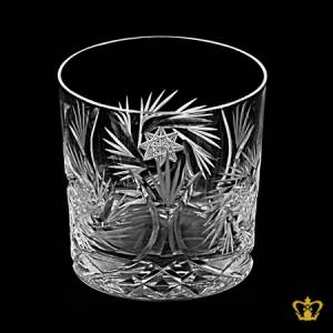 Crystal-whiskey-glass-tumbler-vintage-look-with-sparkling-heavy-cuts-twirling-star-10-oz